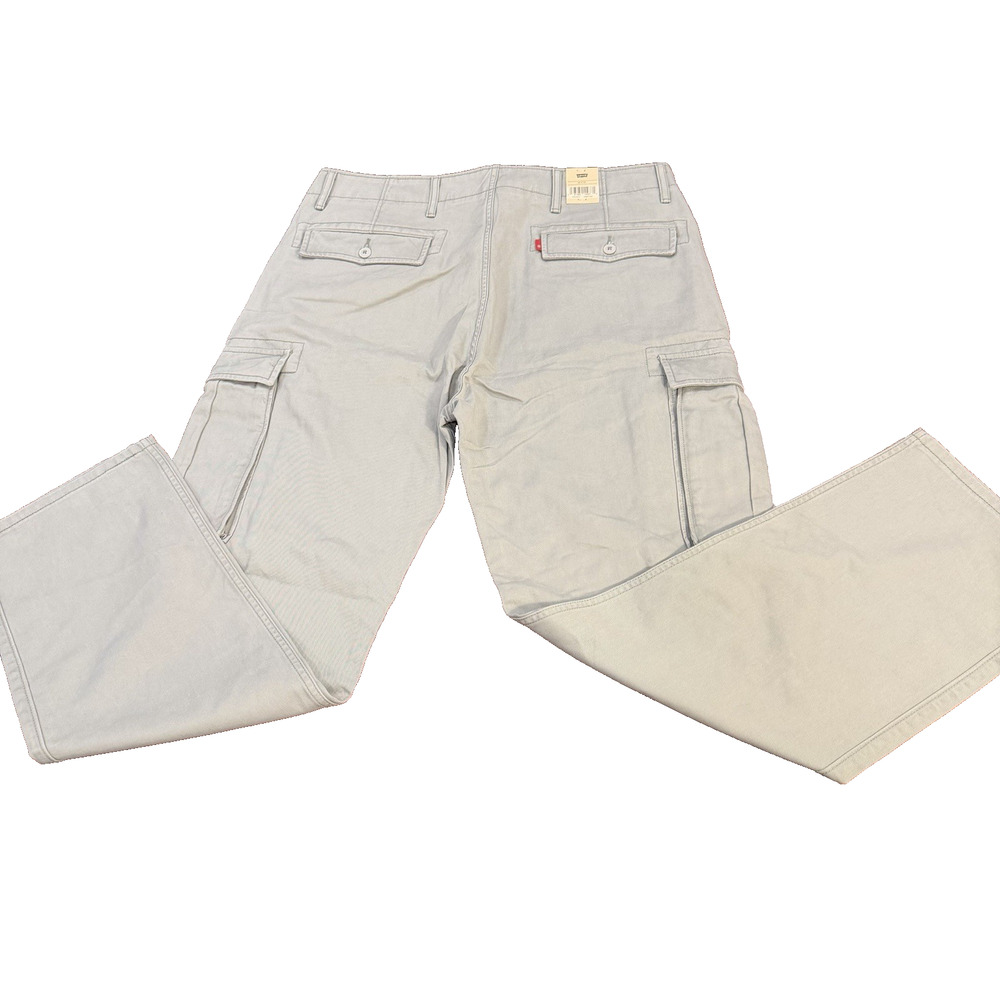 New Levi's Ace Cargo Pants Relaxed Fit Slightly Tapered Gray Cotton Sz 36x32 Y2K - Picture 2 of 13